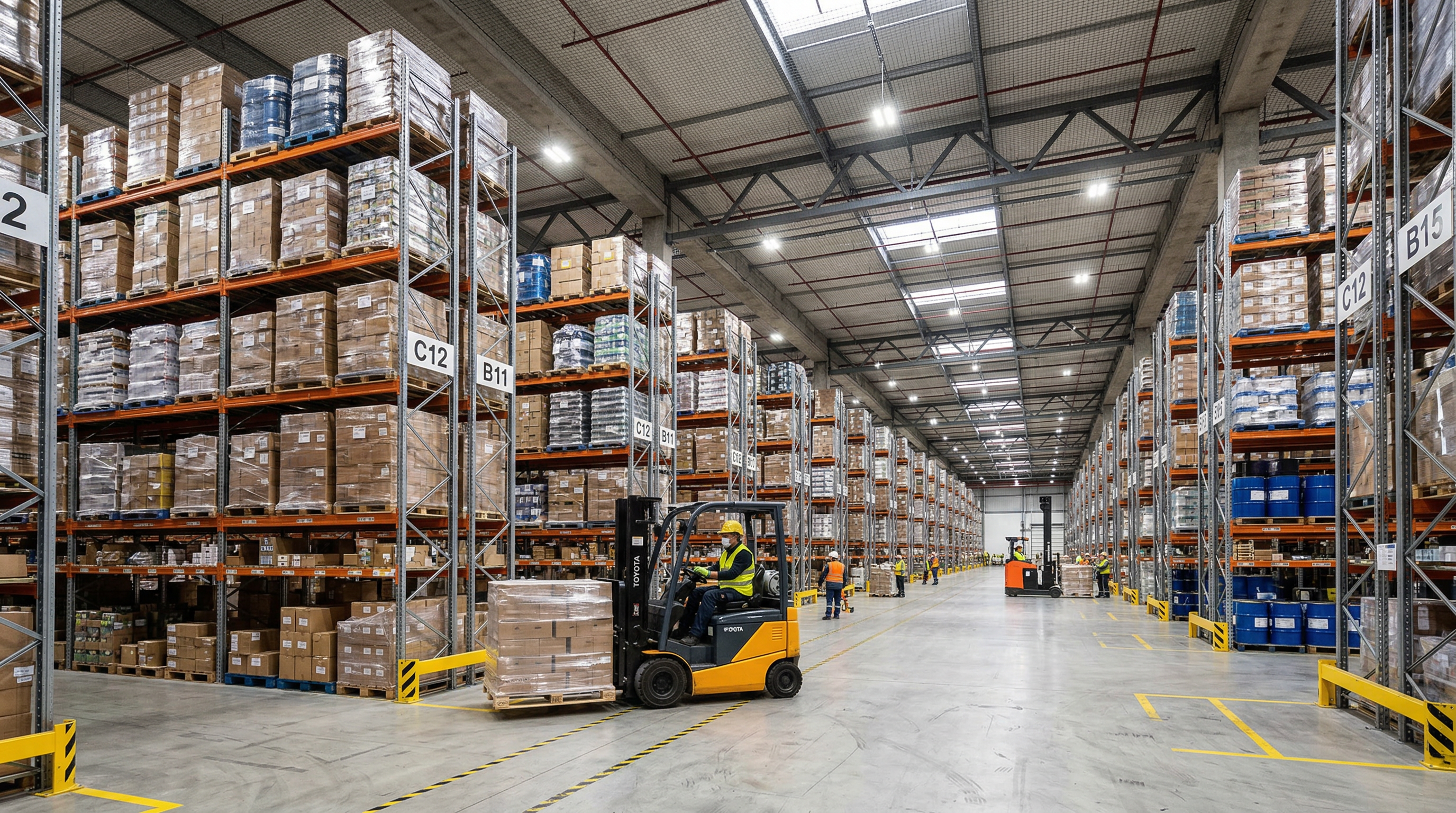 GET Logistics warehouse interior with forklift and organized inventory